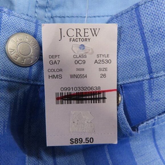 J Crew Factory Jeans Womens 26 Ankle Toothpick Blue Chevron Twill Stretch NEW - Picture 7 of 12
